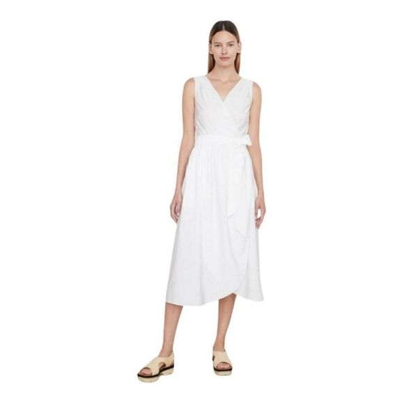 Vince white Sleeveless Double V-neck Wrap Dress Size Small - Picture 1 of 11